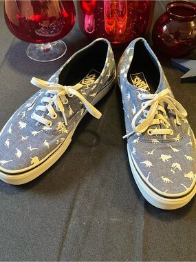 Vans Blue Canvas Dinosaur Print Low-Top Sneakers